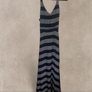Lucy Paris Navy and White Striped Maxi Dress